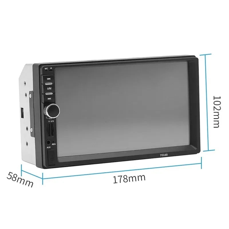 MP3 7" Car Touch Bluetooth Mirror Double Unit Car in-Dash Link/DVR/USB/FM/SD/MIC Screen with Radio LCD Stereo View Control Head +Rear Din Remote Camera& Support