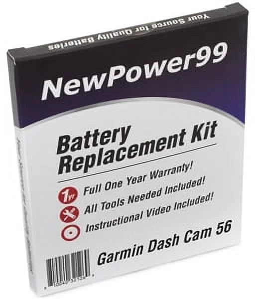 Battery One Kit Cam Year with Warranty 56 Extended Tools, Garmin Video Instructions, Replacement Battery Dash Life and Full