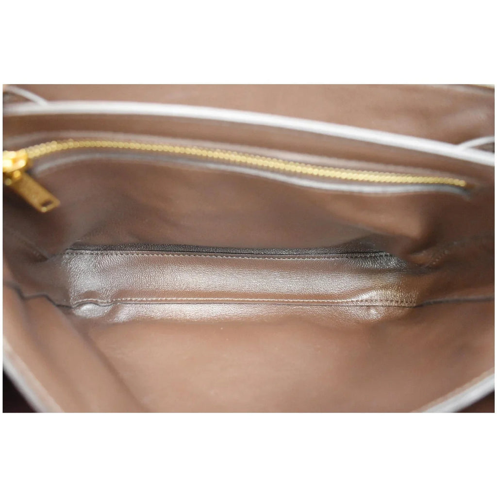 Bag Leather Crossbody Medium Pre-owned Quilted Khaki C CELINE