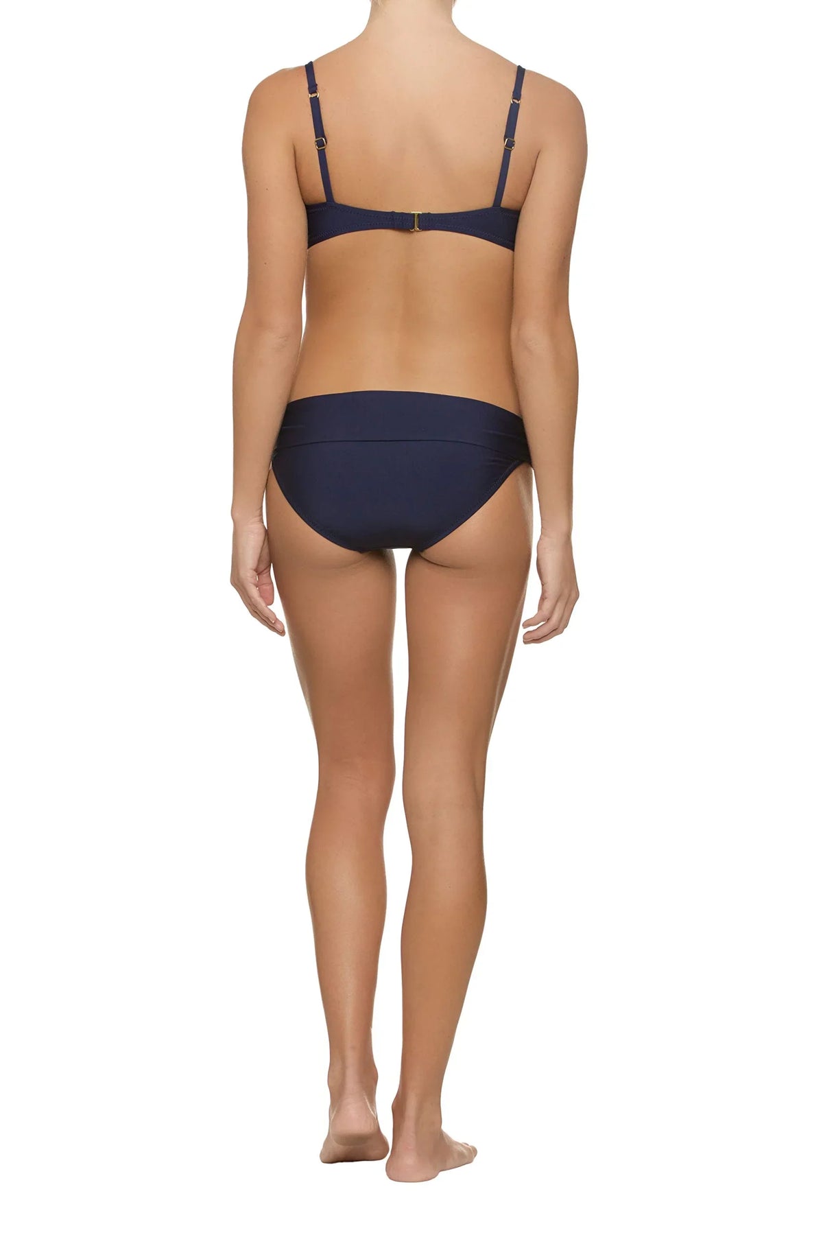 dimension Bottoms Jon Navy Helen Fold-Over Women's Swimwear Medium Hipster