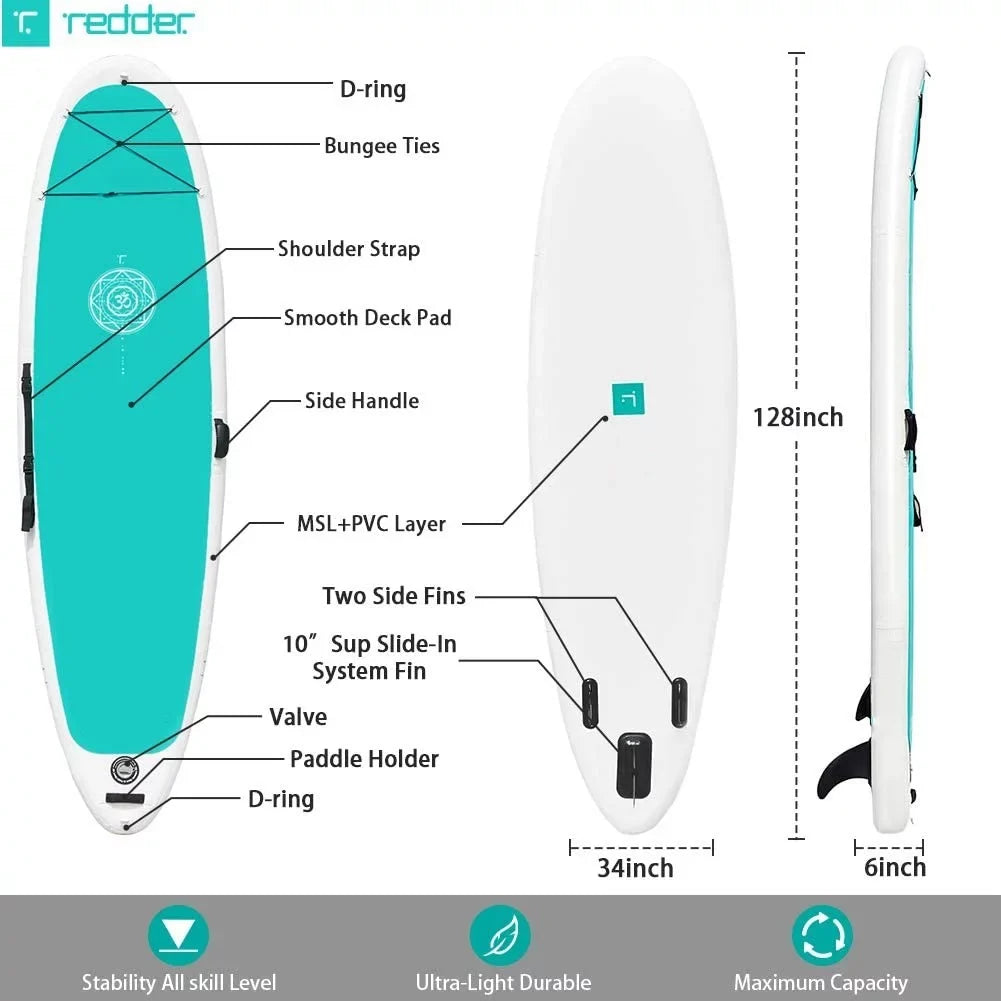 Stable Wide Design, Board SUP Deck Non-Slip Up Paddle with Comfort Stand Boards Premium Accessories, Inflatable Zen Paddle
