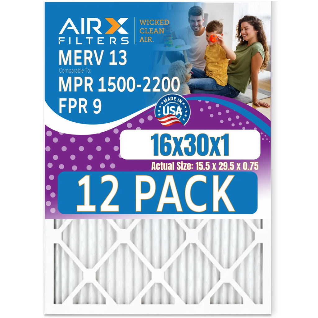 Rating, AIRX Filter AIR. WICKED 1500 Air Made - Furnace MPR USA Pack 16x30x1 12 of by 2200 CLEAN & 13 to FPR 9 Comparable FILTERS Filters MERV - in
