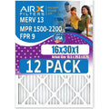 Rating, AIRX Filter AIR. WICKED 1500 Air Made - Furnace MPR USA Pack 16x30x1 12 of by 2200 CLEAN & 13 to FPR 9 Comparable FILTERS Filters MERV - in