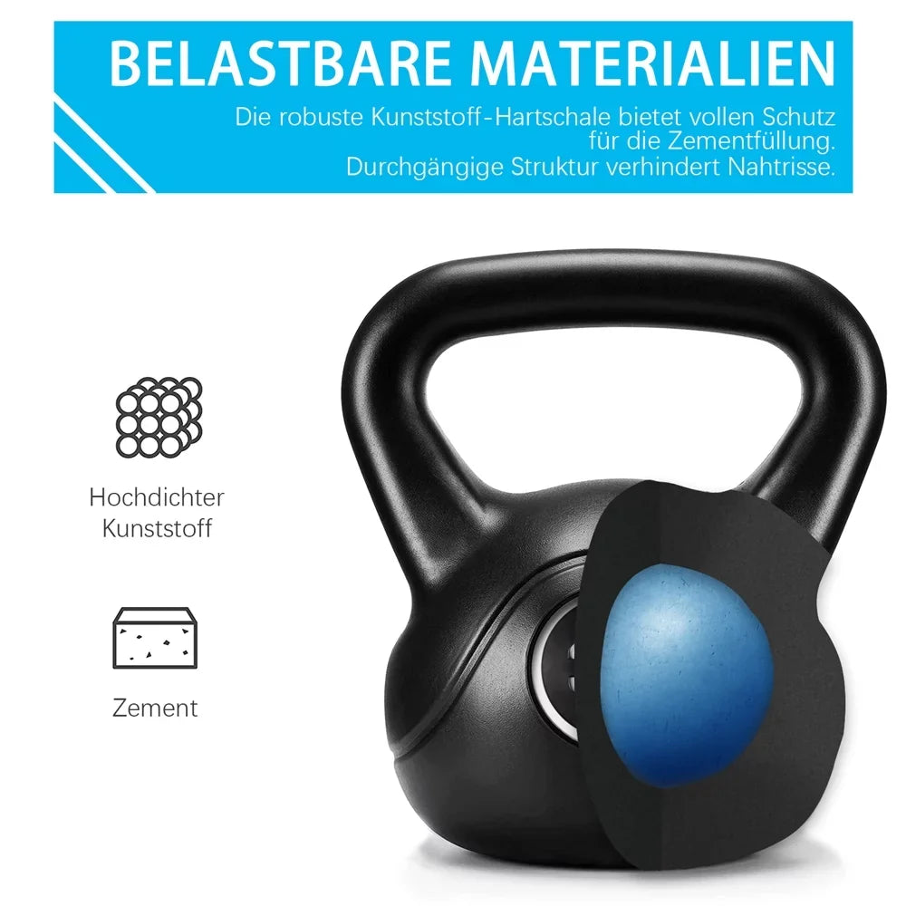 Lbs. for Workout, HDPE Coated and Home, 35 Gym Easyfashion Fitness Kettlebells Black