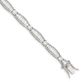 Bracelet Sterling QQX400CZ and CZ Baguette Rhodium-plated Silver Round