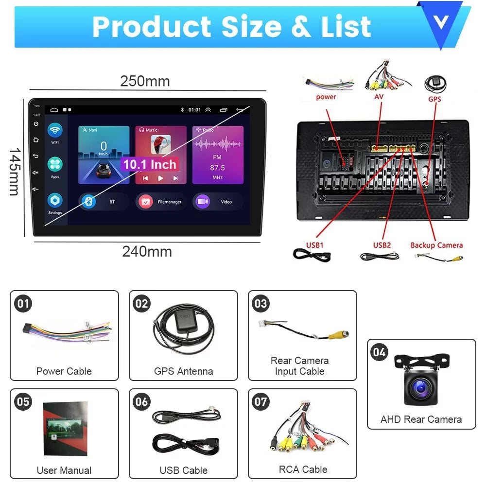 Carplay Android 13 2006-2011 Auto WIFI Link Hifi 1080P HD Civic AHD 10'' Radio Car Bluetooth, Mirror Android Camera Stereo GPS 2+64G Backup Touchscreen Honda for Wireless FM Podofo