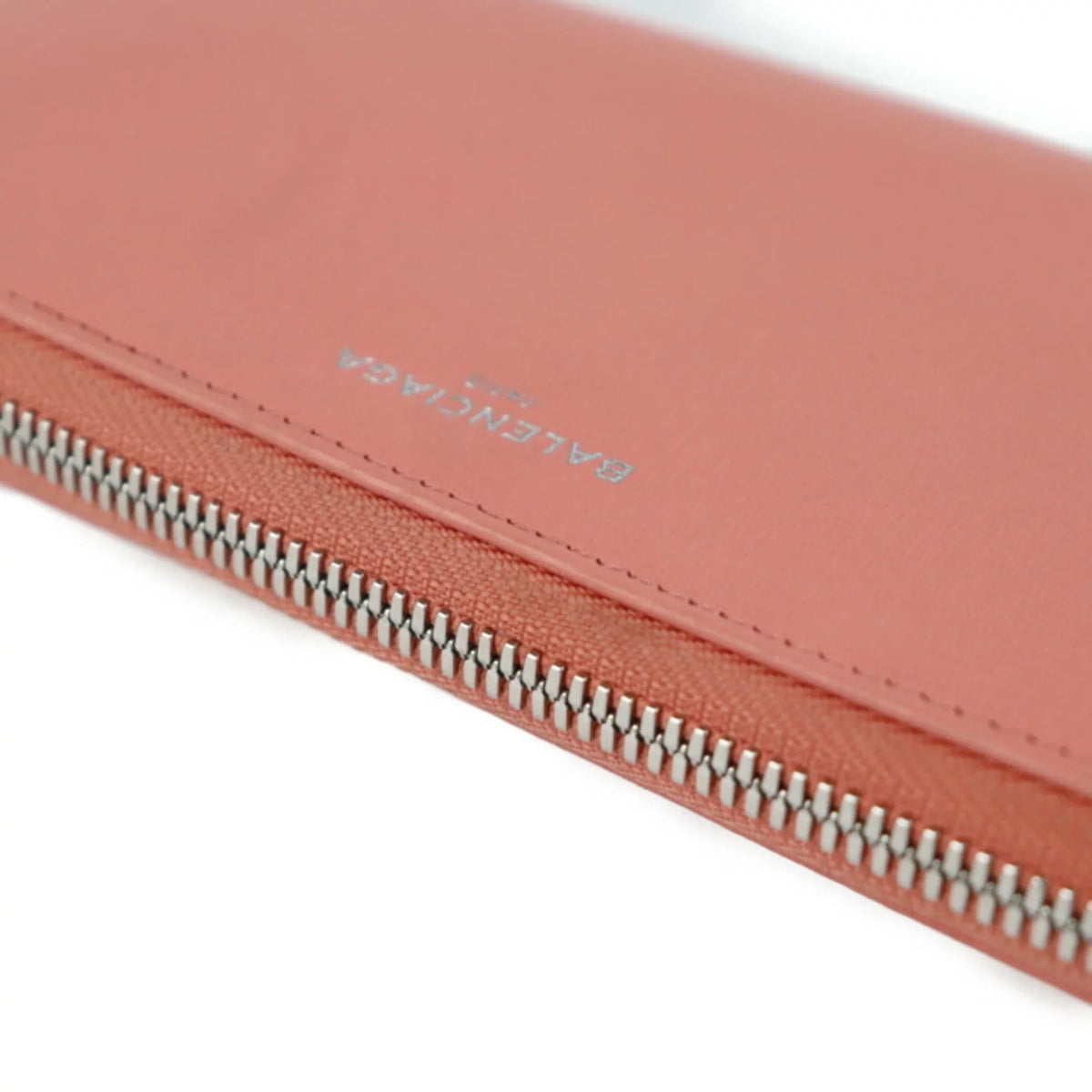 zipper leather long wallet Pre-Owned round BALENCIAGA (Good) essential Balenciaga 519641 pink salmon
