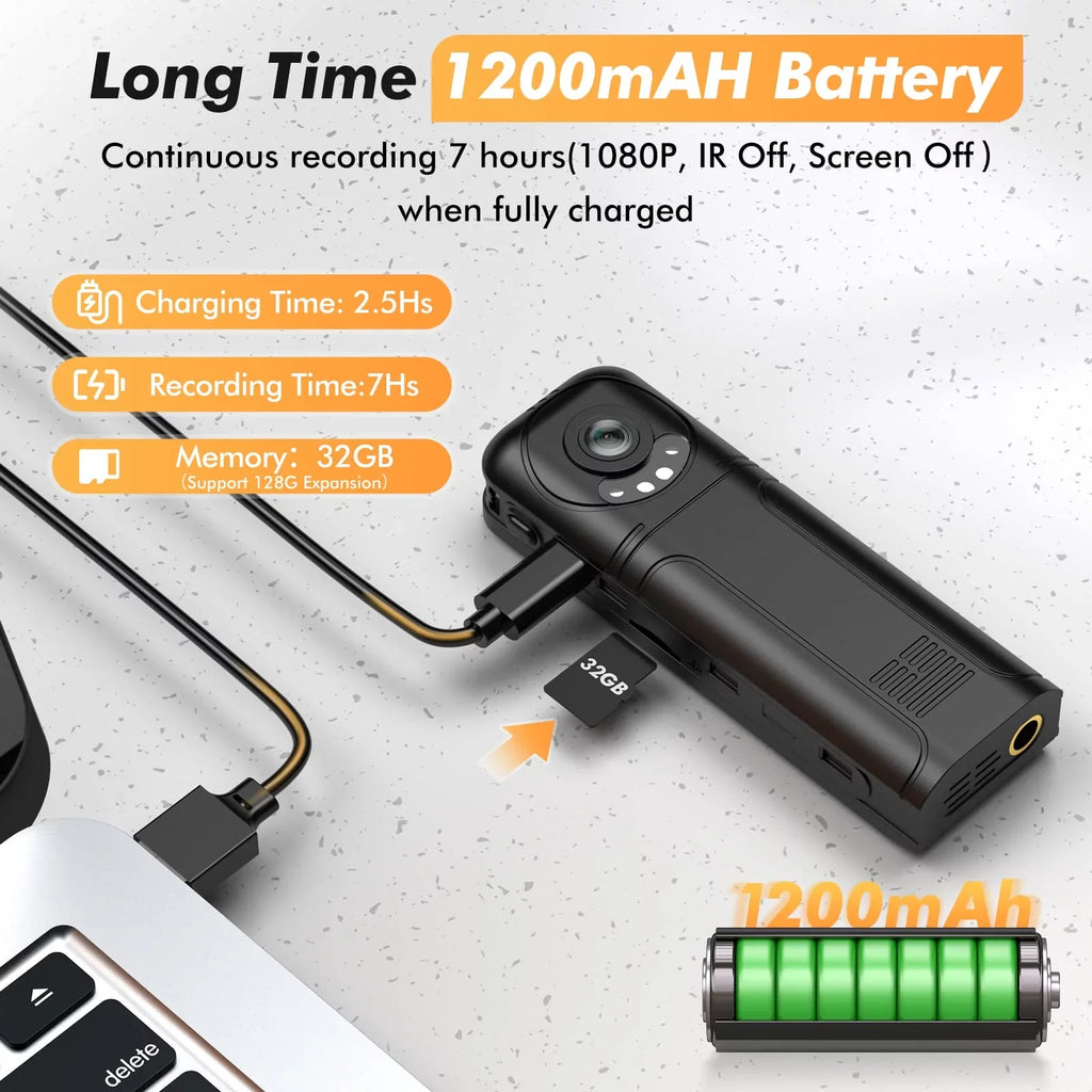 Losfom Worn Audio with Body (Only WiFi Z02 1296P and Camera Body Camera, Recording Video Camera)