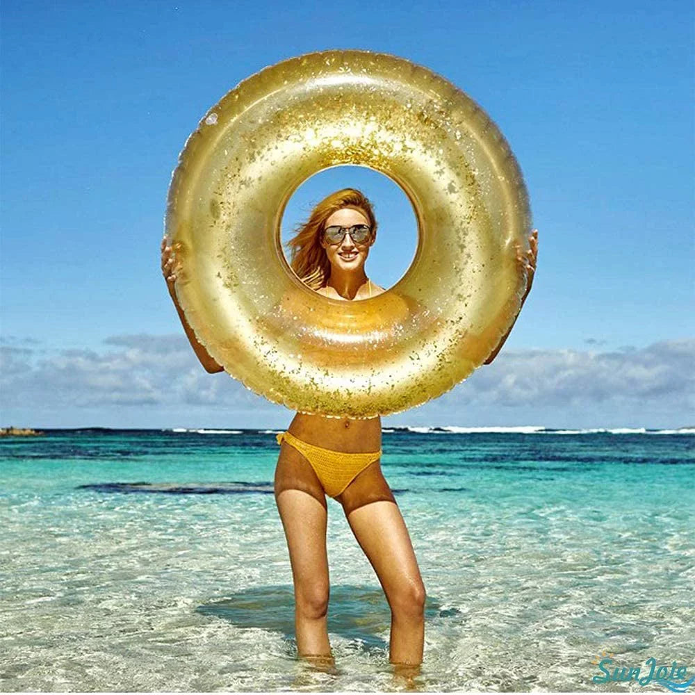 Swimming Rings, Pool Swimming | Pool Inch Pool Adults Pool Pool Float Kids Toys Beach Tube with Toys Toys Party, Gold Floaties - Glitter Terra Floats for Inflatable for 48