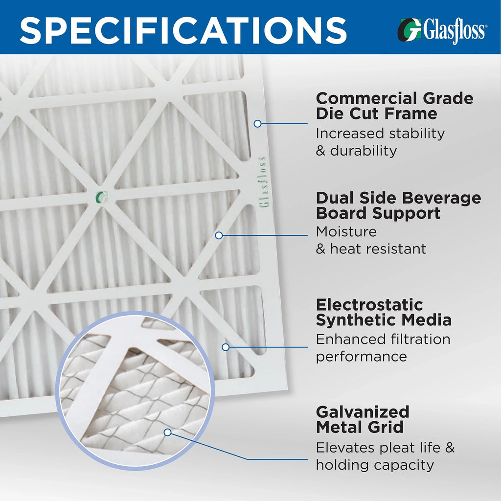 Actual 10 of Pack x x 15-1/2 16x16x1 MERV 15-1/2 6 by Air 7/8 Filters Pleated Glasfloss. dimension: