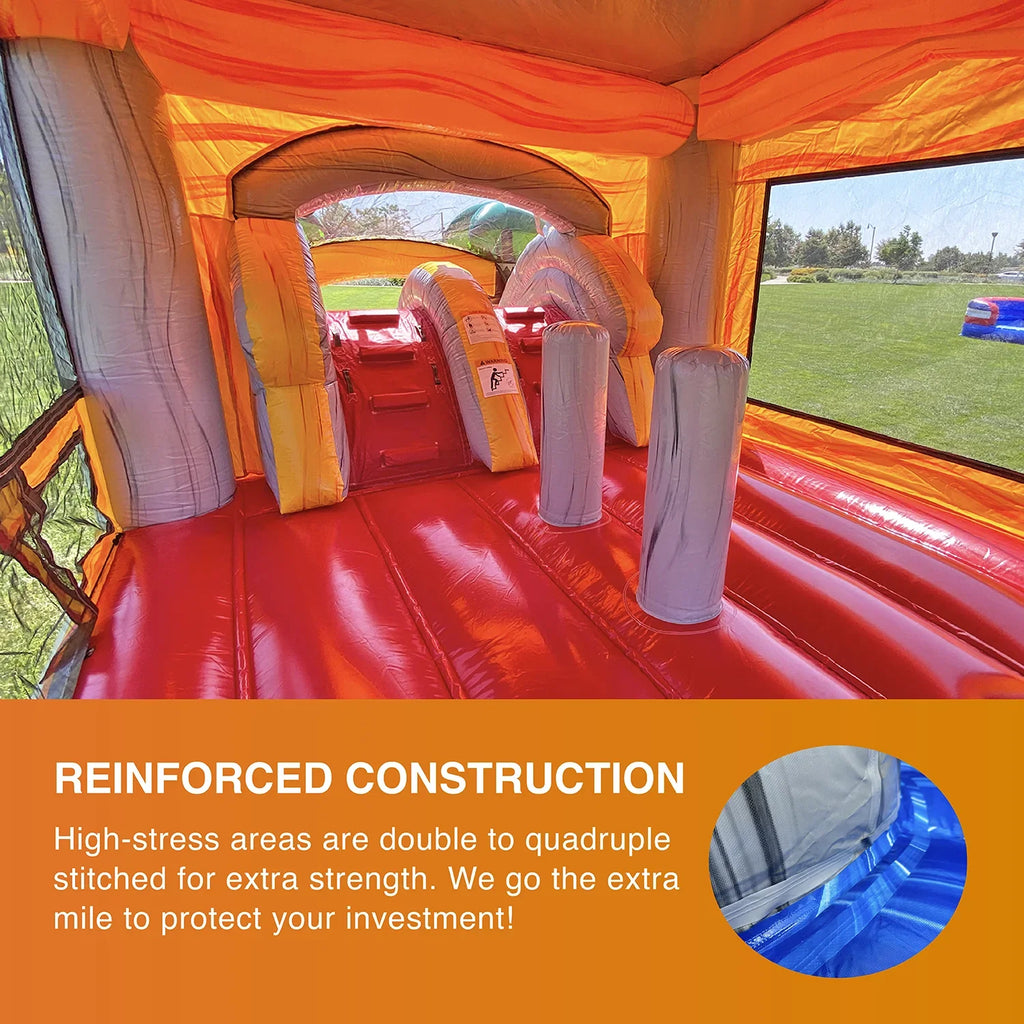 Kids Commercial JumpOrange T-Rex Pool Bounce and liquid and House (with Blower), Adults Slide for Grade