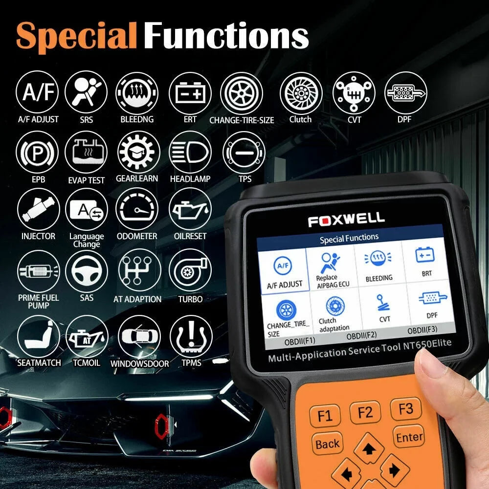OBD ABS Reader TPMS NT650 Battery Reset Light Oil Scanner DPF EPB OBD2 EPS Automotive Elite Car FOXWELL Air II Code TPS with Registeration SAS Bag