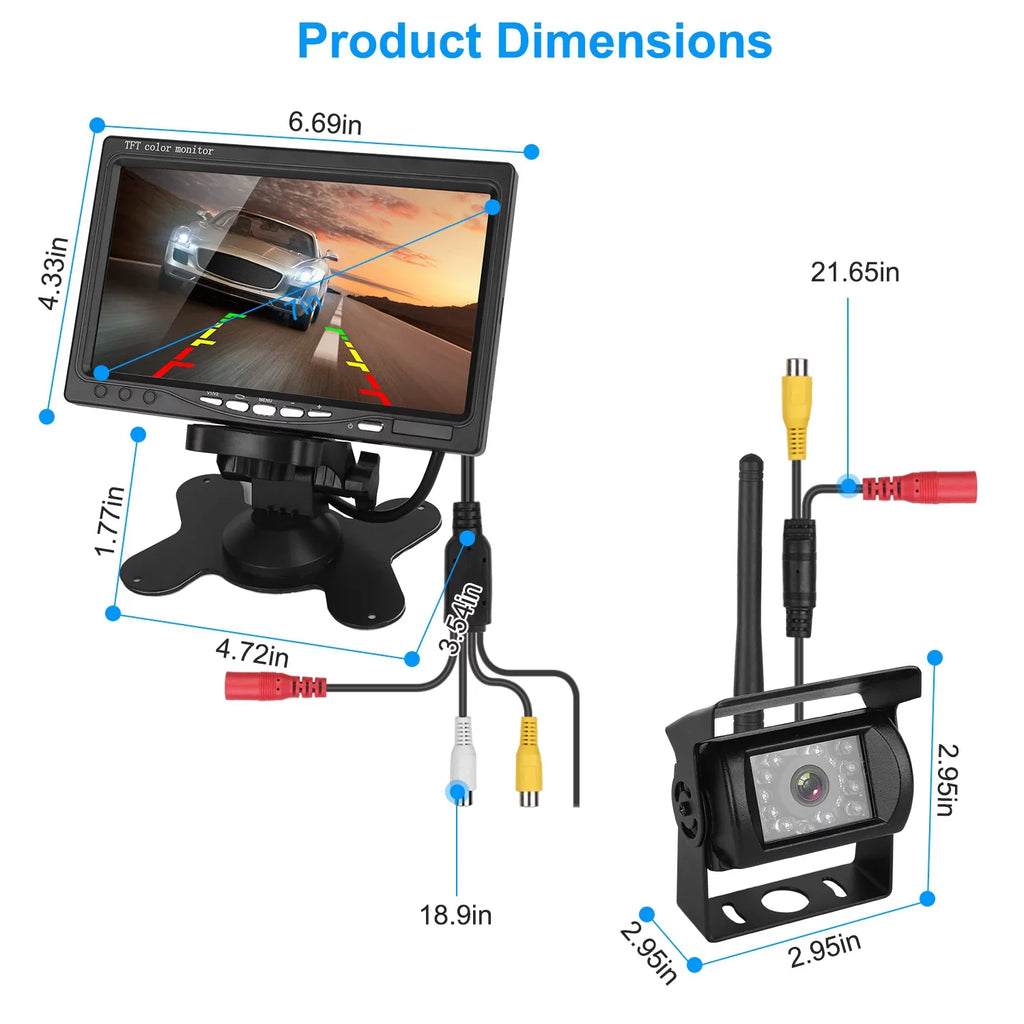 Vision for with Car Van Screen Backup Reverse Wireless Car iMountek 7In 2.4G Trunk Camera, Car Stable Signal System SUV Parking Night