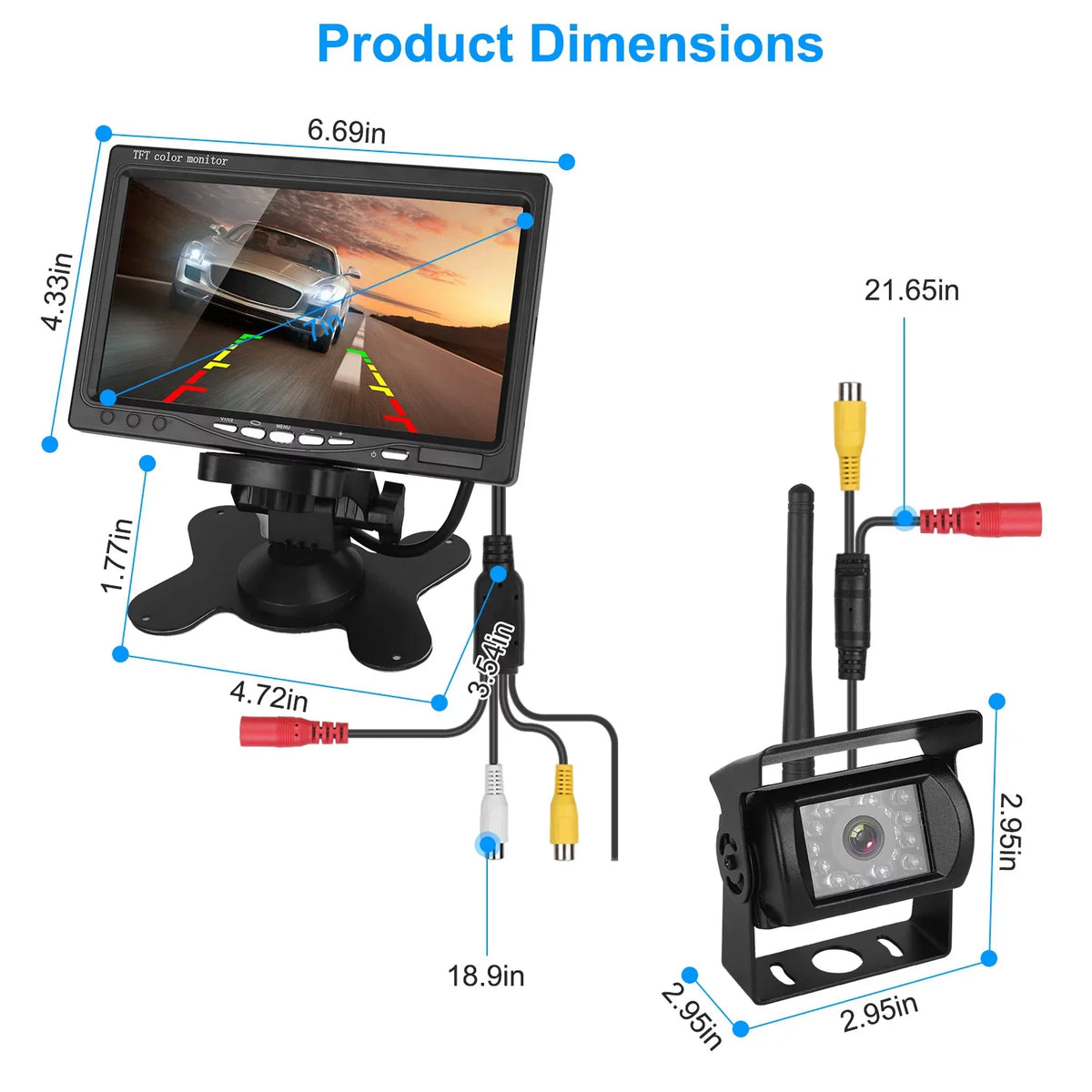 Vision for with Car Van Screen Backup Reverse Wireless Car iMountek 7In 2.4G Trunk Camera, Car Stable Signal System SUV Parking Night