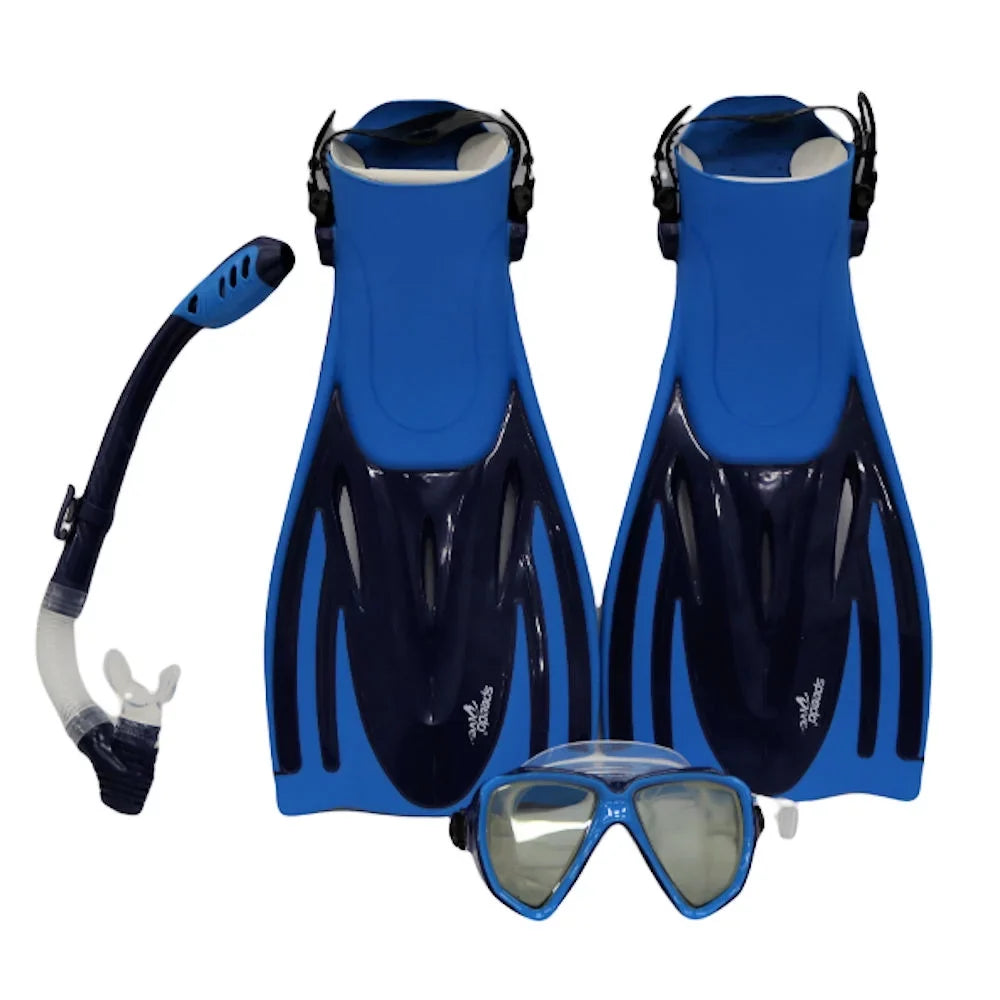 dimension Bag w/Carry 9-13 Speedo + L/XL Set Fin Snorkel Hydroscope Shoe Mask Adult +