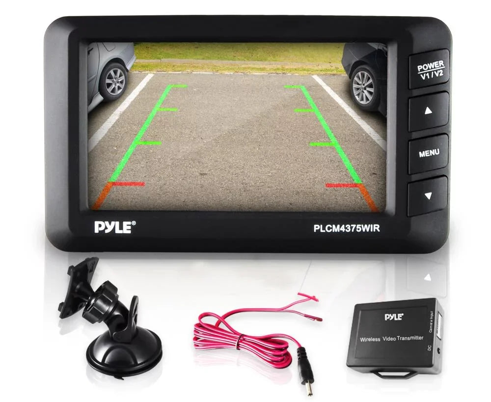 Cam, 4.3" Lines, Angle Scale System, Adjustable View Parking/Reverse Rear Vision Backup Distance Waterproof Night Monitor and Camera Assist Wireless PLCM4375WIR.5 Display, Pyle Swivel