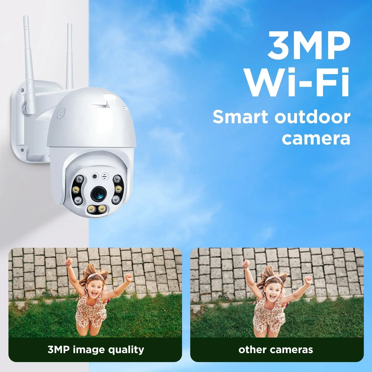 Camera Security With Vision, Waterproof 360 exterior 3mp Security Camera, Ultra Hd System, with WiFi for Camera Alarm Home Night 2k