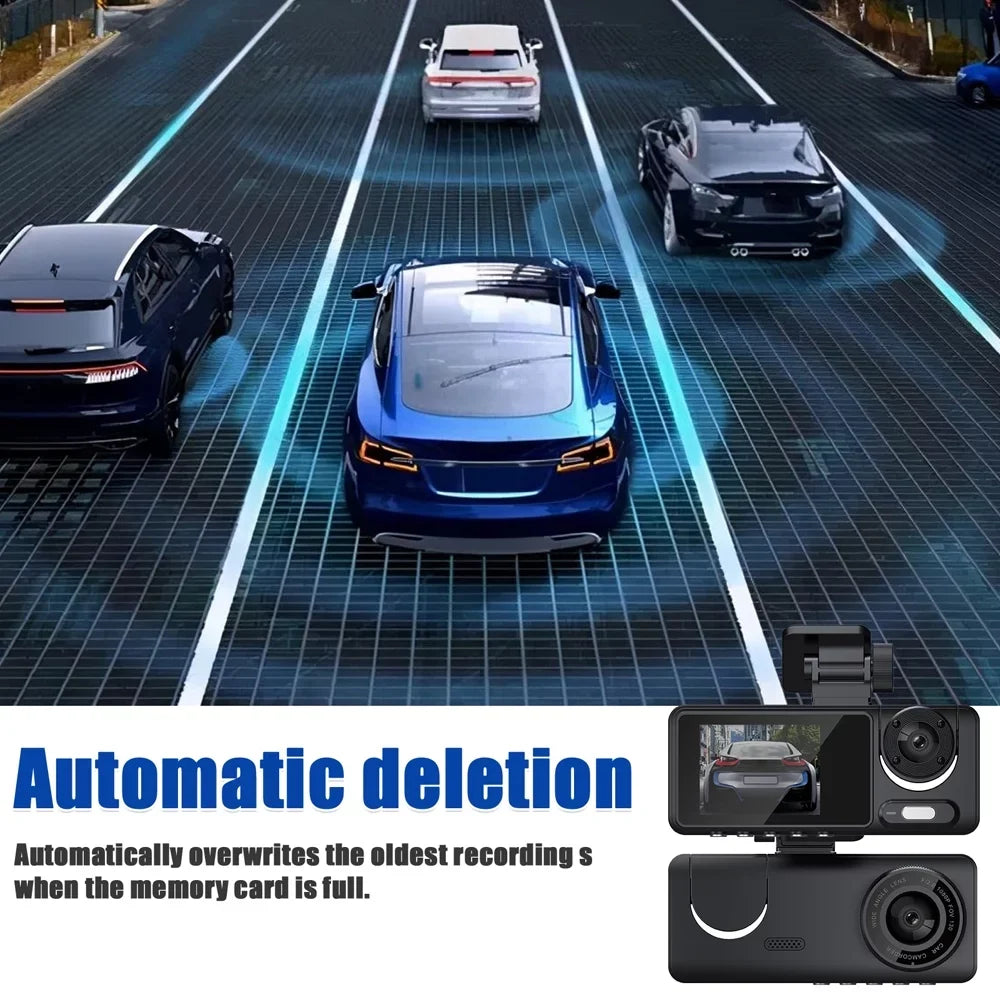 Auto Safety Car 3 Camera Recorder Cam Wide Andoer Car Car Multi-Language Recorder Cameras Clear Mirror Video Rearview Recording Camcorder Driving Dash Angle