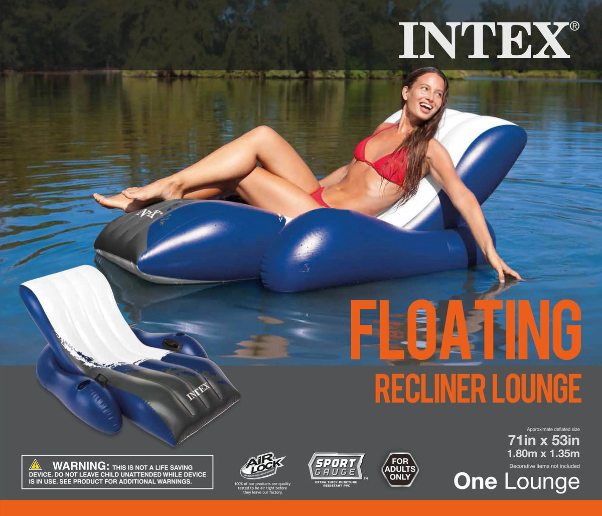 Lounges Pack) Recliner Inflatable Floating (3 Cup Intex with Holders Comfortable