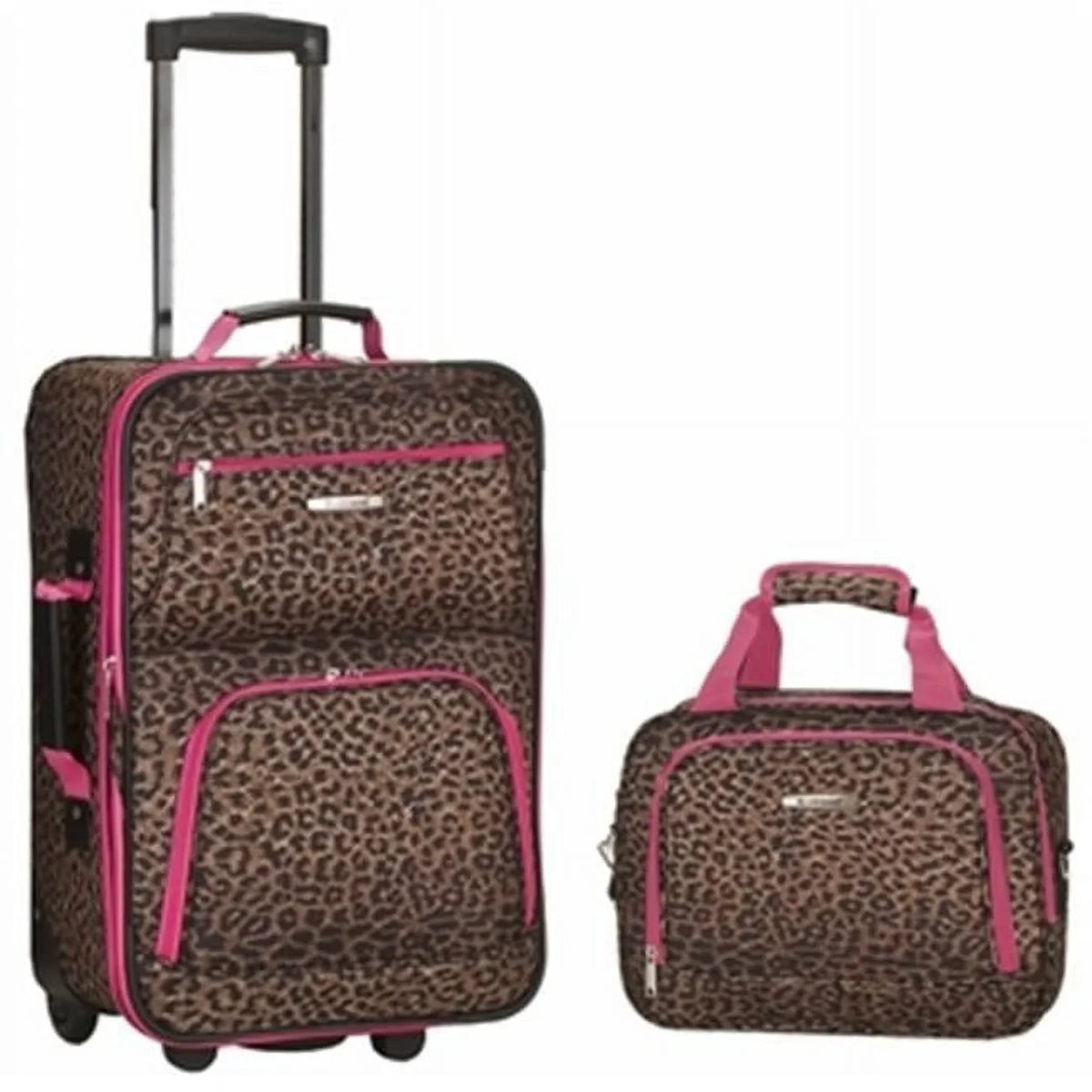 2 Rockland PC PINK LUGGAGE SET LEOPARD -