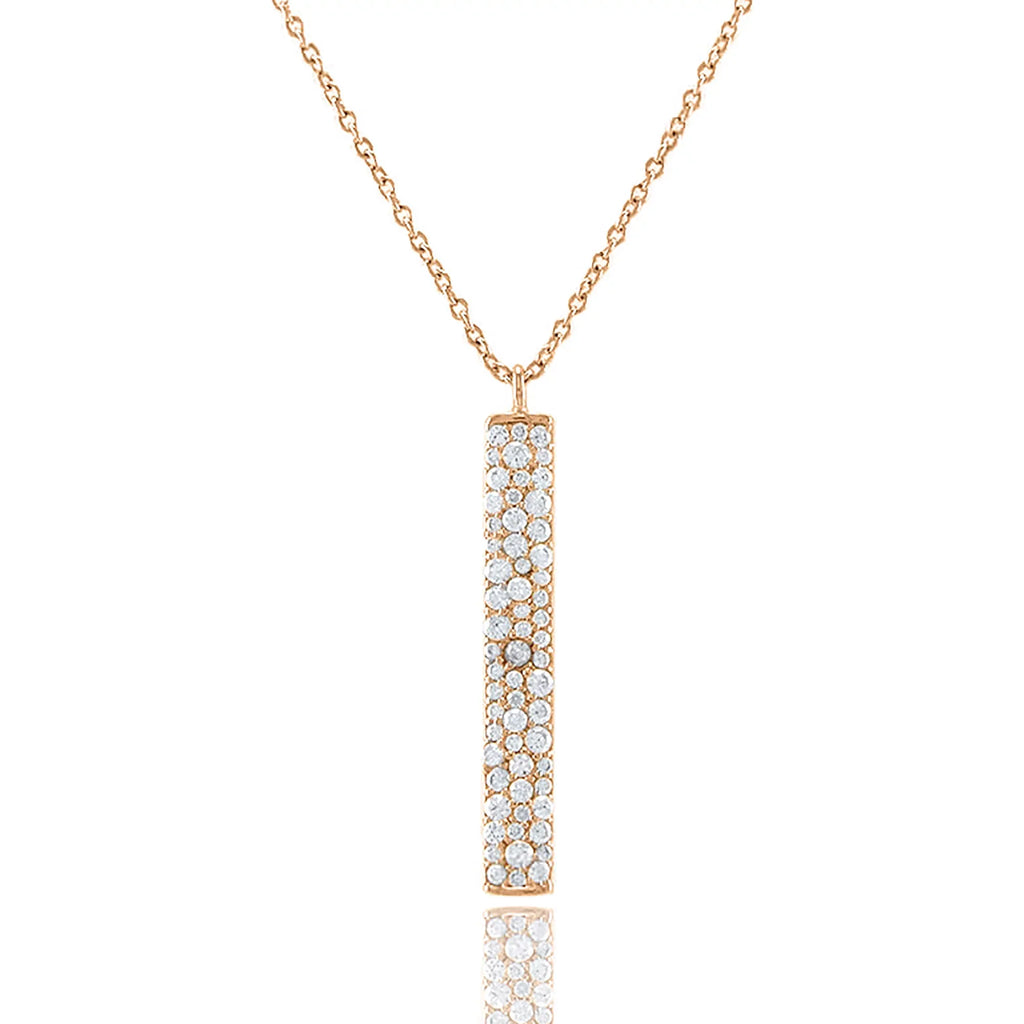 Bar for Inc Box Cubic Plated Zirconia Women, Gold Boutique Pendant Teens Necklace Rose Accented Vertical Blue