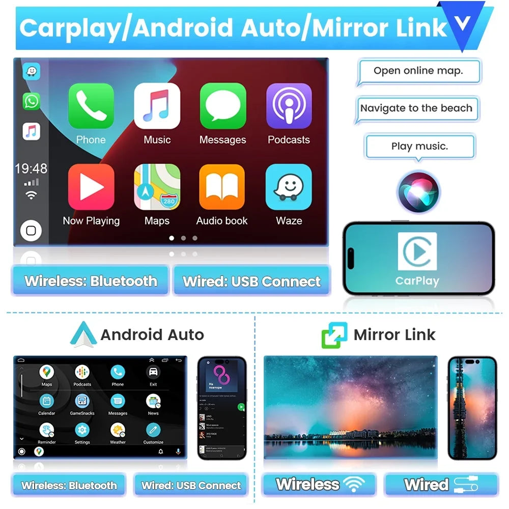 Carplay Android 13 2006-2011 Auto WIFI Link Hifi 1080P HD Civic AHD 10'' Radio Car Bluetooth, Mirror Android Camera Stereo GPS 2+64G Backup Touchscreen Honda for Wireless FM Podofo