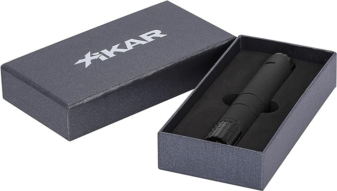 Turrim Lighter, Cigar Ignition, Single Wrinkle Piezo Xikar Flame, Black Jet