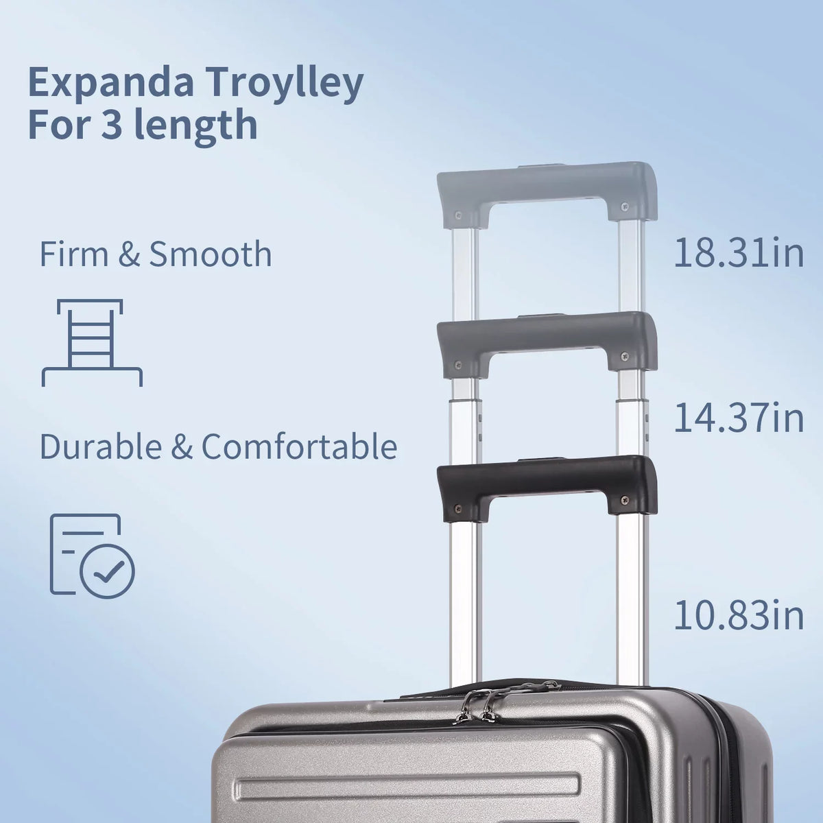 65L,Dark Piece ABS+PC Laptop Lock 20/24 & 2 Only with Pocket TSA 20 Hardshell + Luggage with Lightweight Inch Expandle, & 37~41L Wheels, 24 Front Grey Suitcase Set, Inch Spinner 20