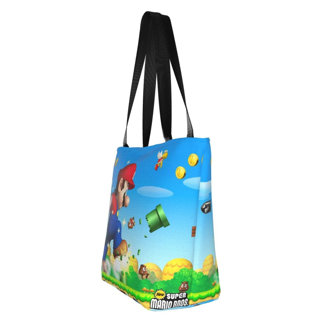 Women's Shopping Shoulder Bag Animated Mario Work Handbag Beach Business Capacity Large School Tote Super Travel For