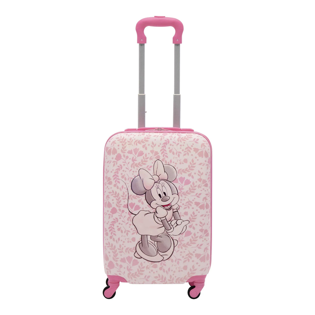 On Wheels, Floral 21 Pink Kids Disney Rolling - Carry Suitcase Minnie with Mouse Hardshell Inch Luggage,