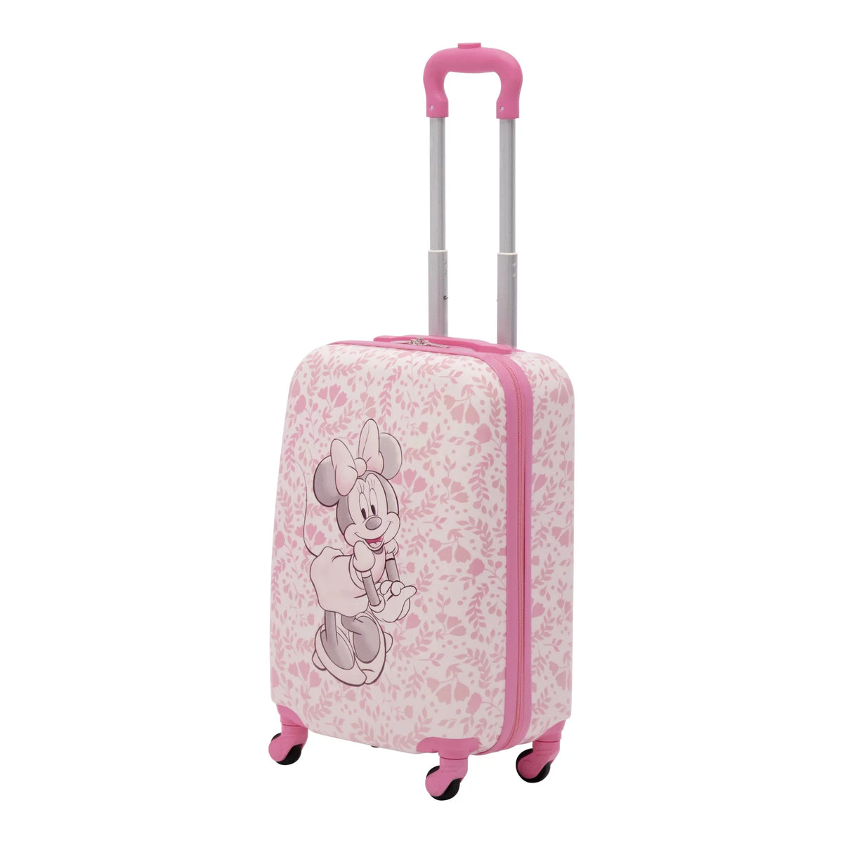 On Wheels, Floral 21 Pink Kids Disney Rolling - Carry Suitcase Minnie with Mouse Hardshell Inch Luggage,