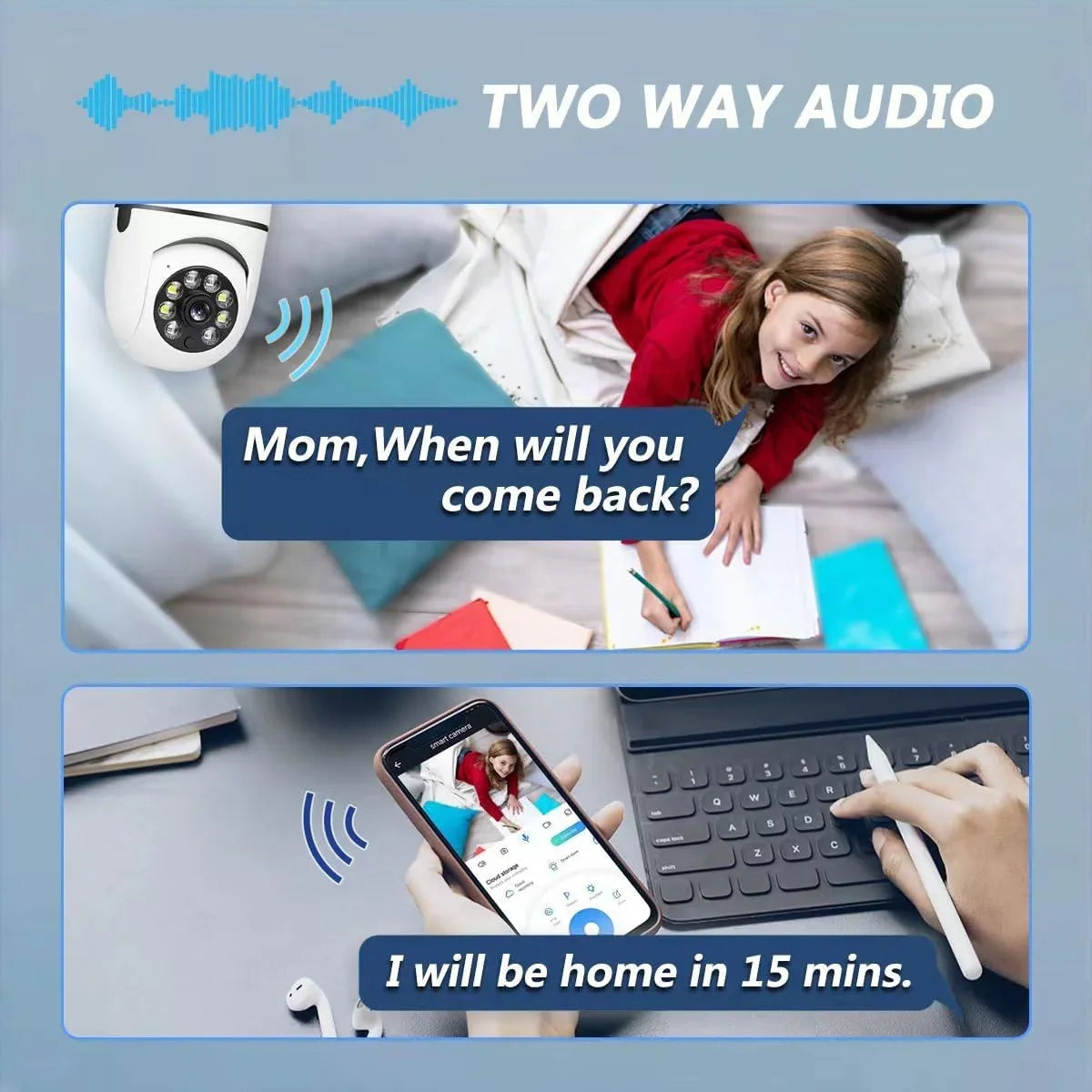 Bulb Motion Pet Light PTZ for Camera, Light ° Camera Security Light Socket Bulb with 360 Camera,1080P Camera
