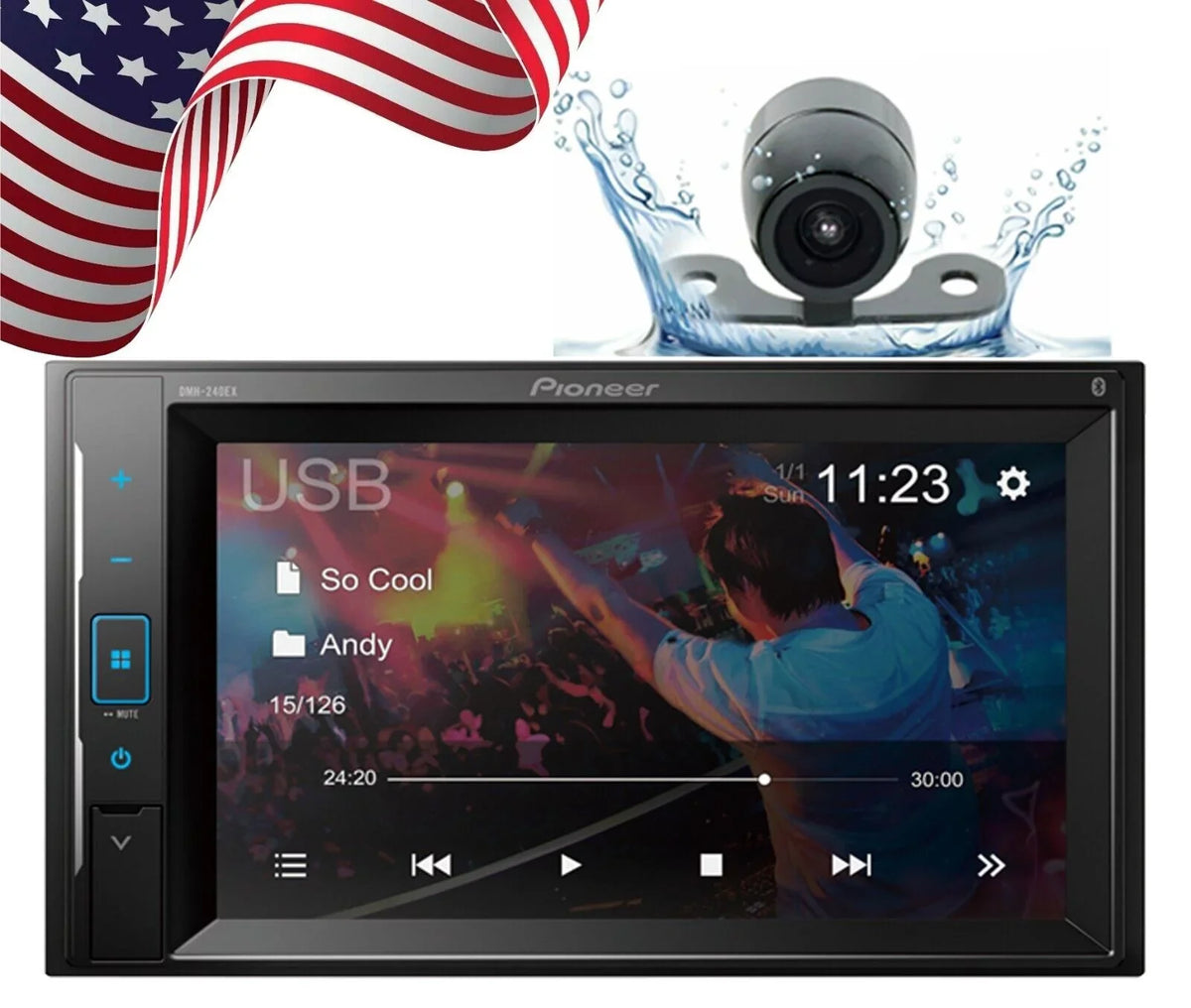 '+ Camera DMH-240EX Receiver XX-20C 6.2" Touchscreen Rearview Pioneer Backup Bundle Car