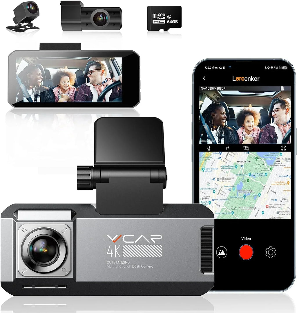 R39 GPS VVCAR WiFi IPS Car Camera Dash Parking Cam Channel 3 Rear Inside Front Mode Dashboard 5K 64GB 3.99" Card Recorder with