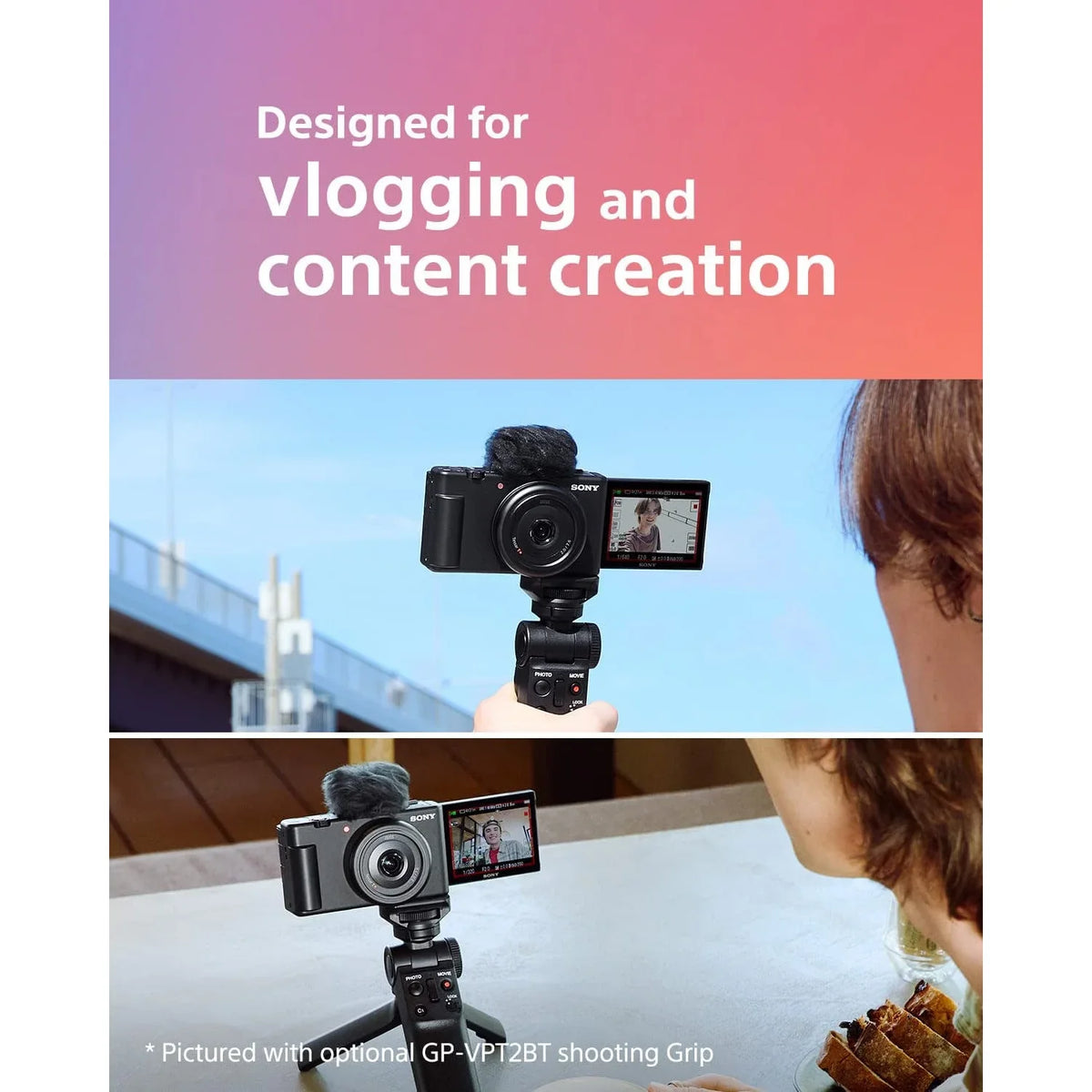 & Creators 4K for White Vloggers Vlog ZV-1F/W Camera and 20.1MP Content Bundle with Video ZV-1F