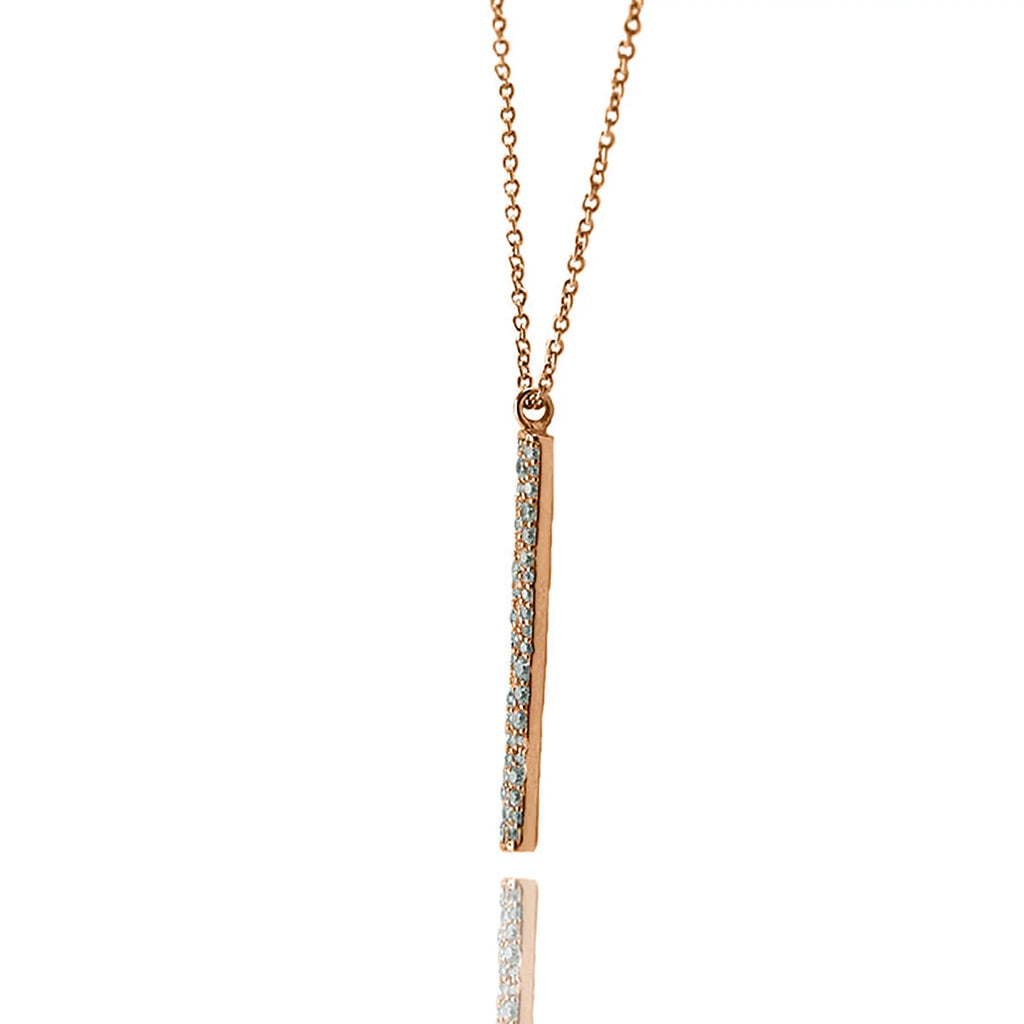 Bar for Inc Box Cubic Plated Zirconia Women, Gold Boutique Pendant Teens Necklace Rose Accented Vertical Blue