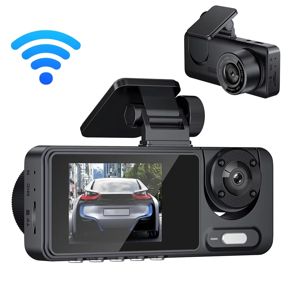 Auto Safety Car 3 Camera Recorder Cam Wide Andoer Car Car Multi-Language Recorder Cameras Clear Mirror Video Rearview Recording Camcorder Driving Dash Angle