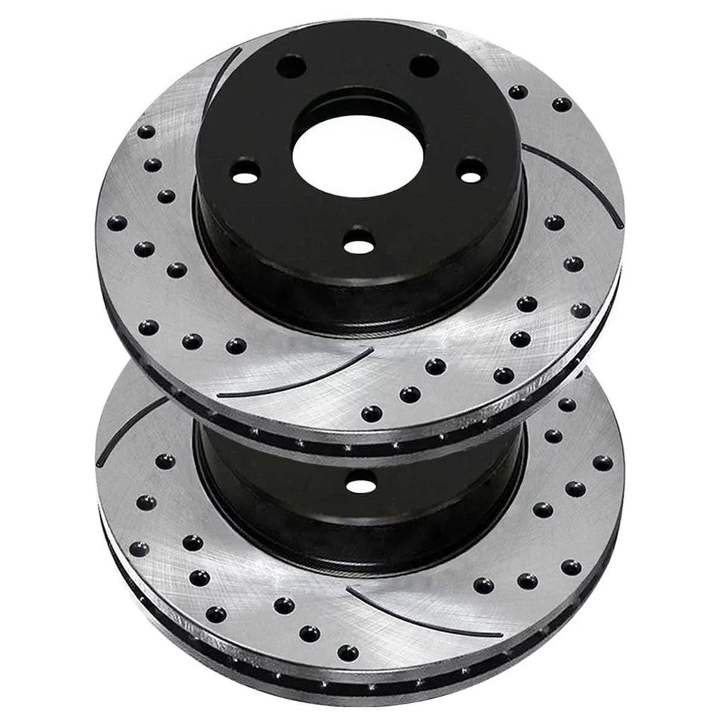 for 2008-2017 Dodge Drilled Pair of Slotted 2.0L 2.4L Side Replacement and Lancer Front Rotors AWD 2007-2010 FWD 1.8L Caliber AutoShack 2011 PR63039LR 2 2012 Brake Driver Mitsubishi Black Passenger