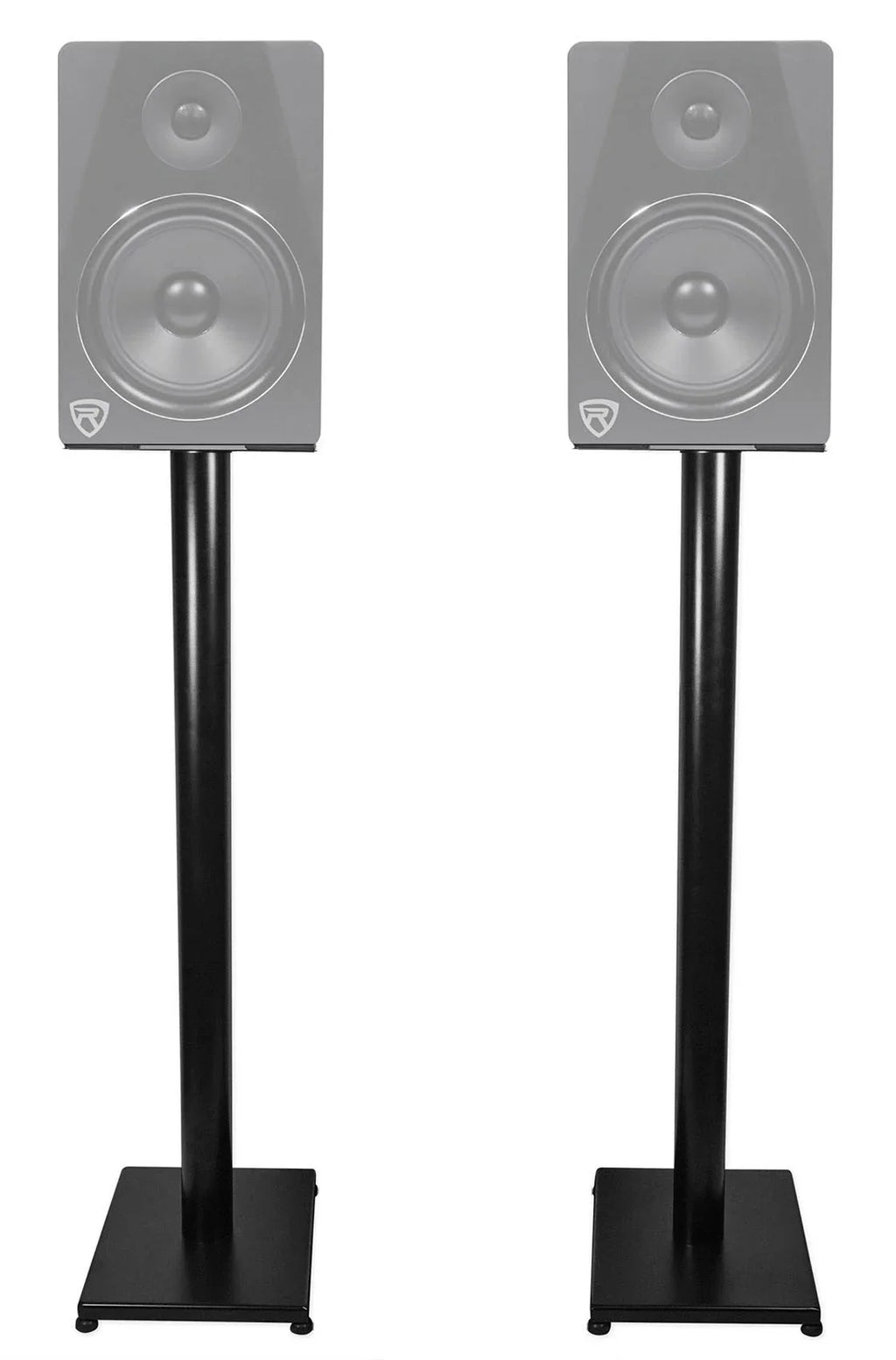 in Studio Black RS37B Rockville 37" Stands Steel Speaker Monitor / Bookshelf Pair