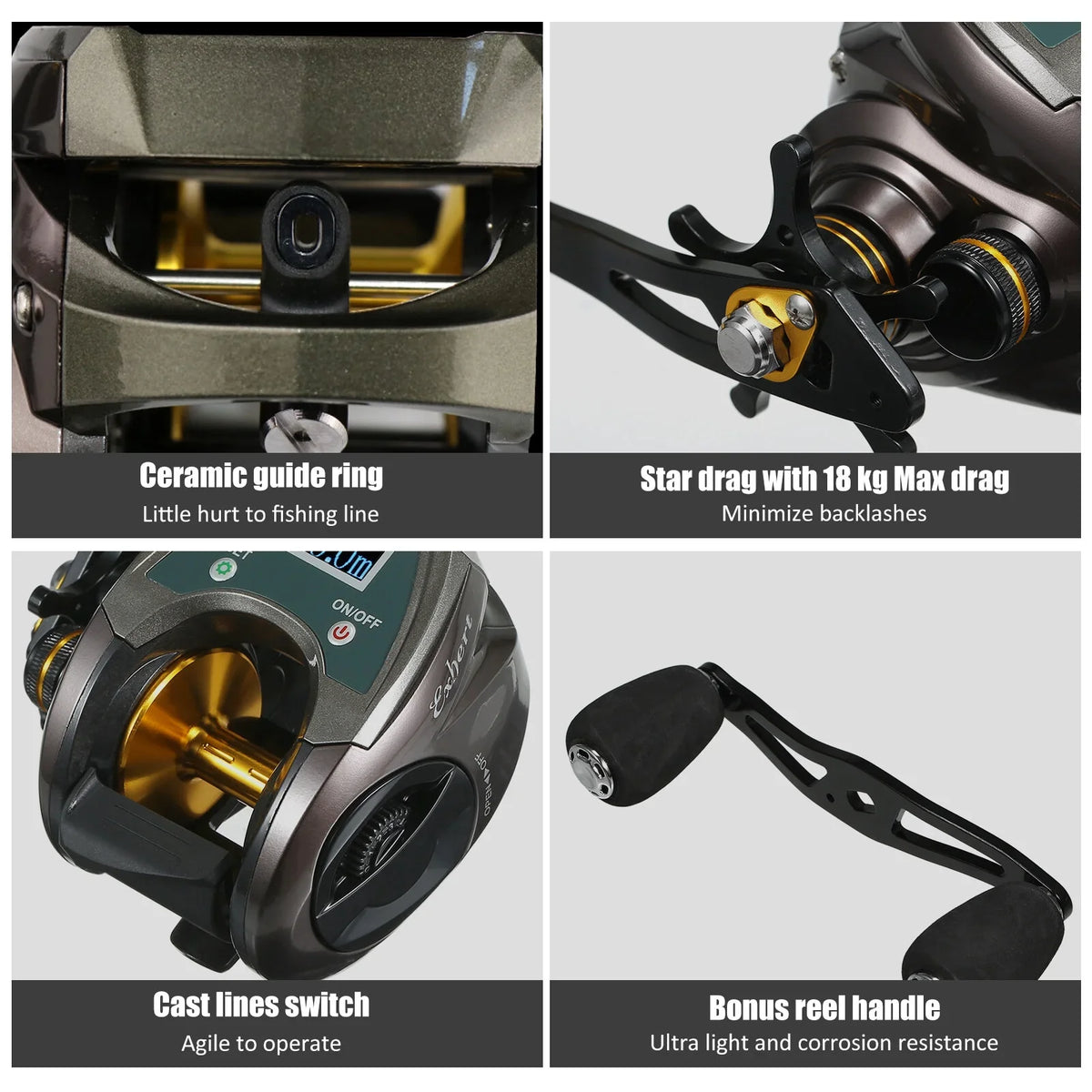 Baitcasting Fiber Ratio 6.4 Display Display Baitcaster Brake Reel Usb With Reel Carbon Reel,With 1 With Speed 1 Reel Eryue 9+1bb Brake 9+1bb Reel Carbon Speed Display Reel 6.4 Fiber Reel EXBERT Speed