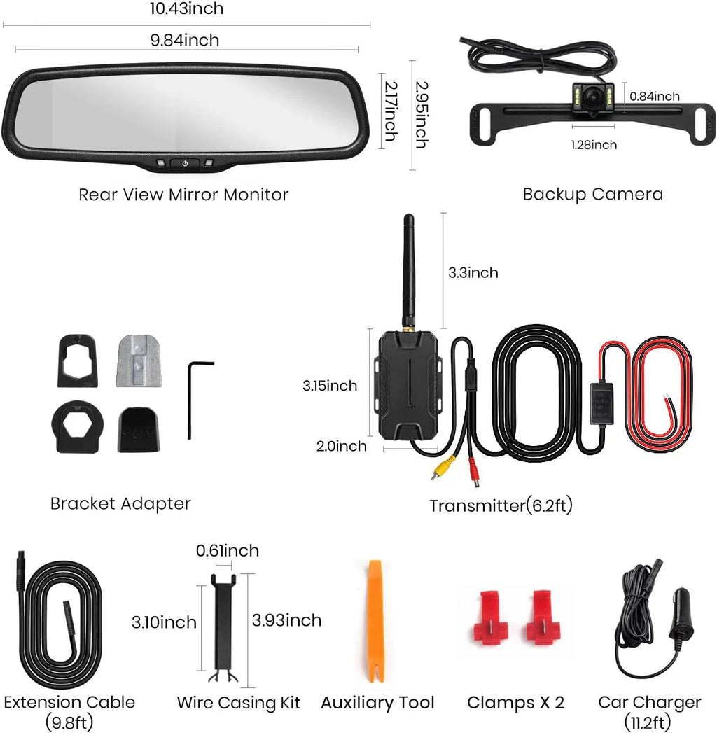 AUTO-VOX Super Backup Car/Trucks, T1400 View OEM Vision with Camera Up Look Camera No Mirror Monitor Night Waterproof Wireless Interference, Rear Back Camera for Upgrade