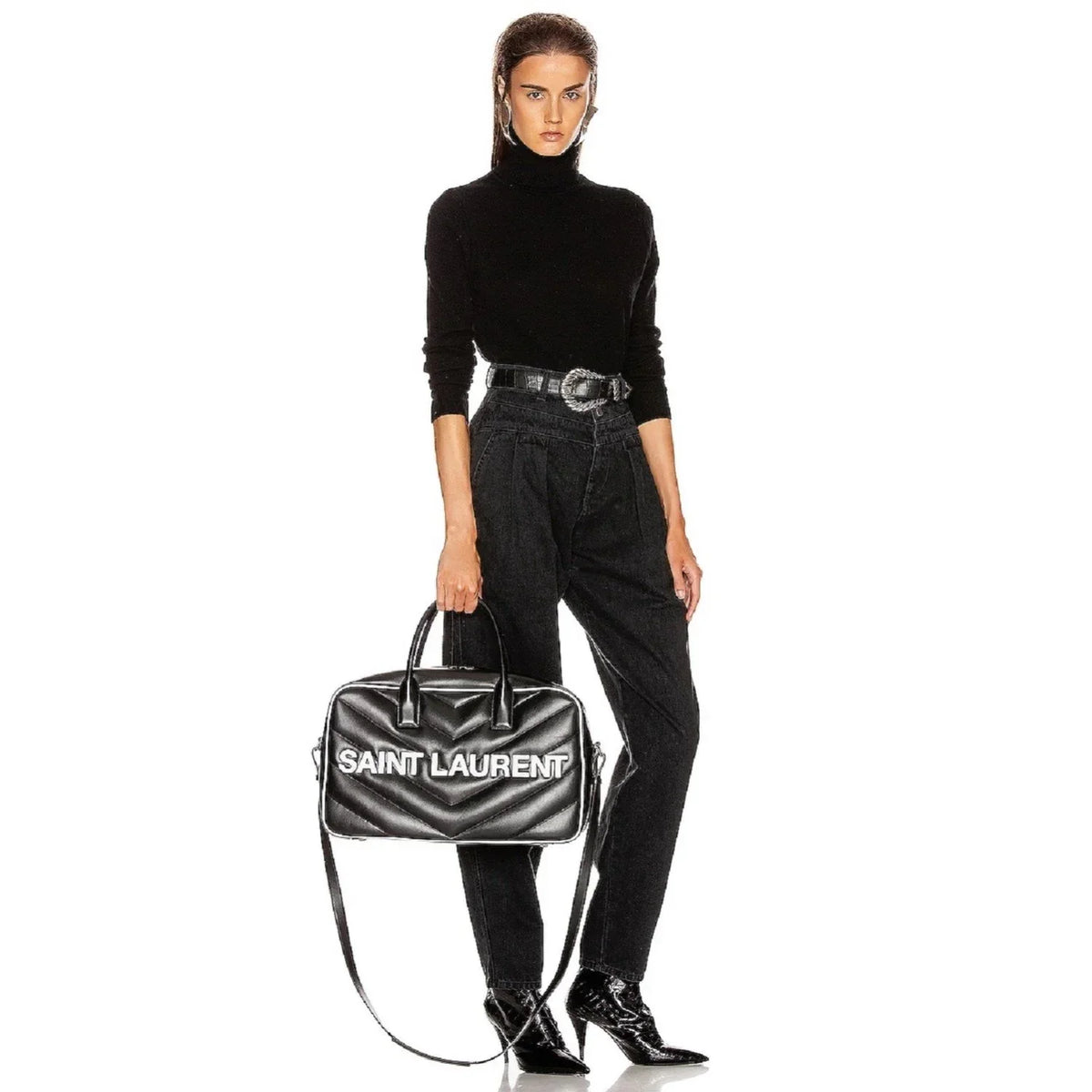 Bag 525145 Bowling Laurent Duffel Miles New Leather Logo Saint Black Calf