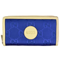 blue (Good) leather off beige Pre-Owned 625576 grid GG long around zip nylon the round wallet