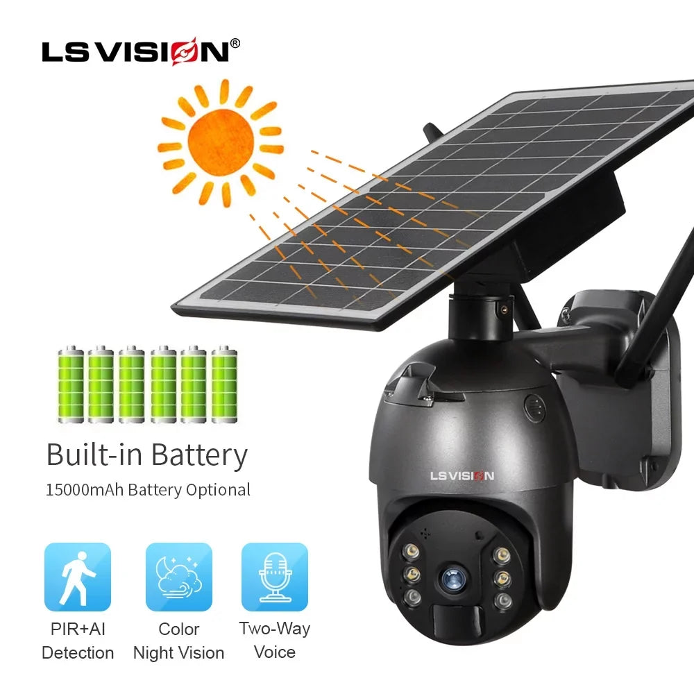 Wireless Powered Solar Camera Battery 4MP exterior Security System PTZ LS Camera Wifi VISION