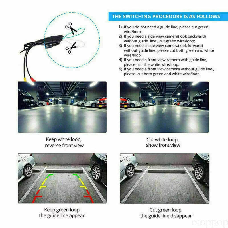View Reverse Parking Kit Car Night Vision Mirror Backup System Rear Camera 4.3"