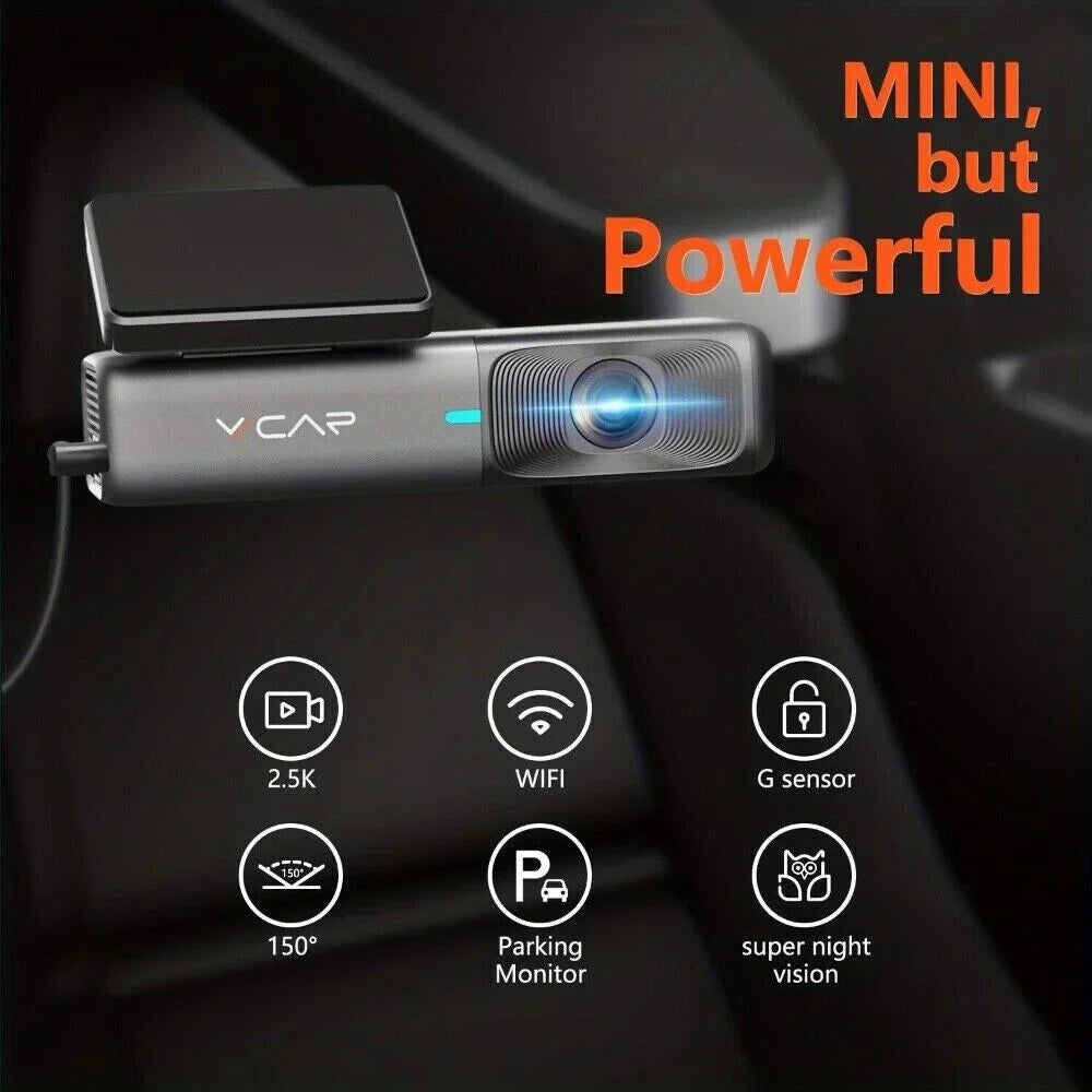 Dash 1440P Support Max, 32G Night Camera VVCAR Vision, Free 128GB Cars Recording, WiFi for Loop Card, Dash Cam G-Sensor, 2.5K Car