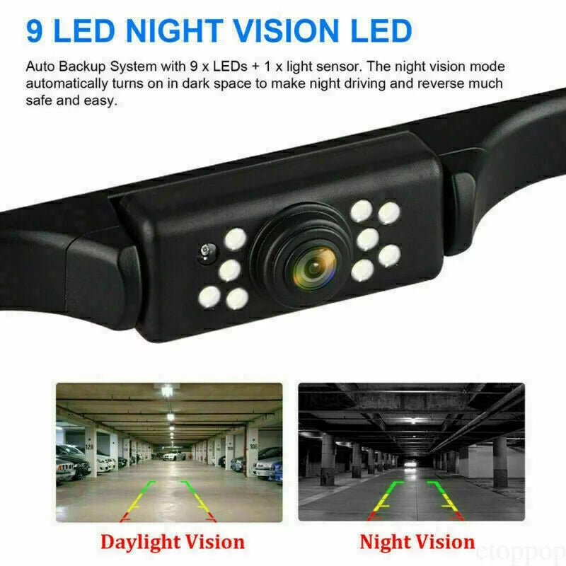 View Reverse Parking Kit Car Night Vision Mirror Backup System Rear Camera 4.3"