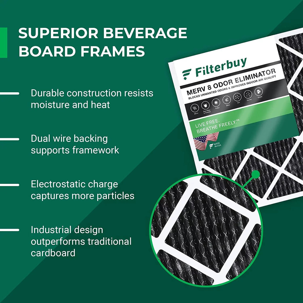 MERV Carbon Eliminator Pleated (12-Pack) Filters AC 25x25x1 with 8 Air Odor Filterbuy HVAC Activated Furnace