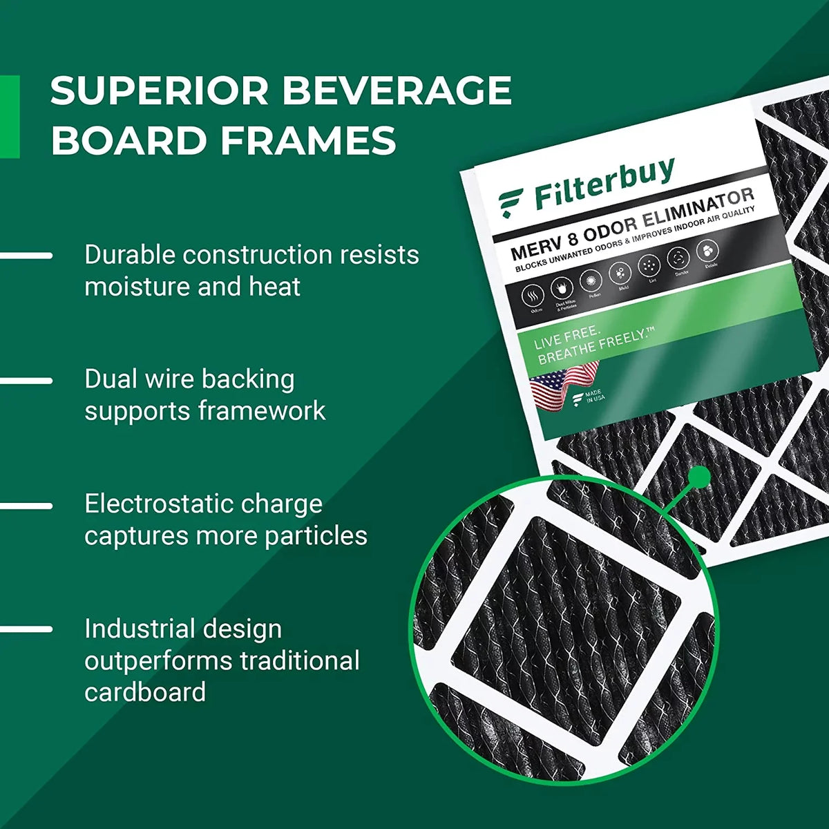 Carbon Odor 18x20x1 Eliminator 8 Air MERV (4-Pack) AC with Filterbuy Filters Activated Furnace Pleated HVAC