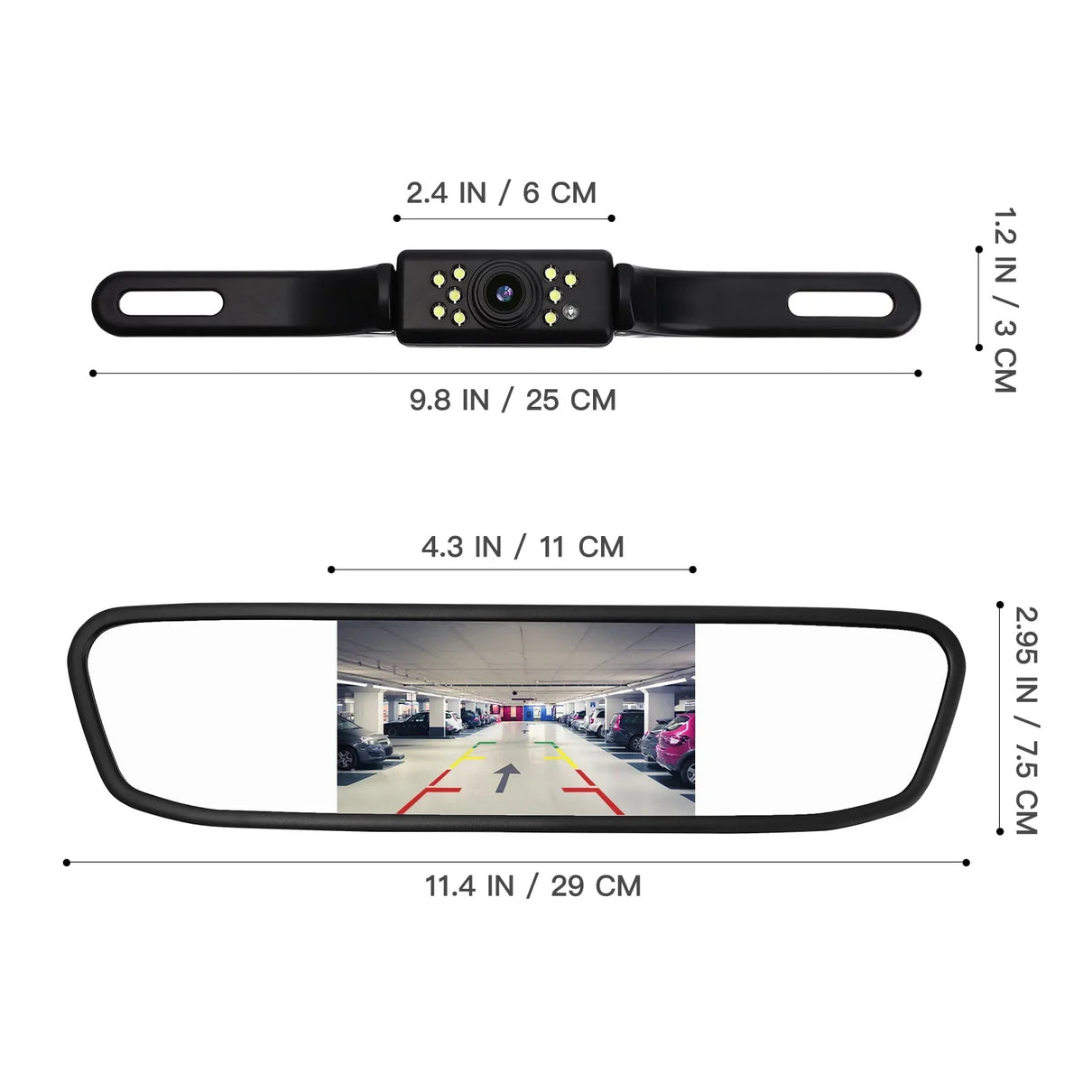 Mirror Driving Cam System View Camera Backup Parking Vision Camera Car Cheefull Vehicles Reverse Night Camera Rear 4.3"